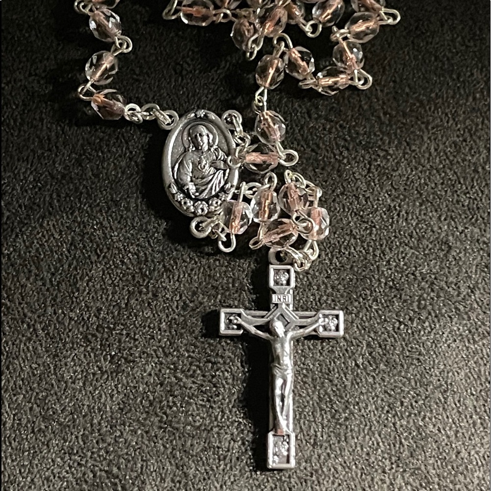 Crystal Cylinder Bead Rosary